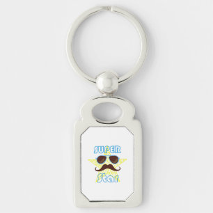 Superster met zonnebril en snor sleutelhanger