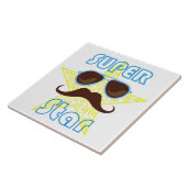 Superster met zonnebril en snor tegeltje (Zijkant)