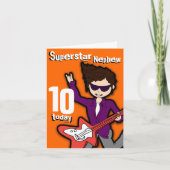 Superster Nephew 10e verjaardag oranje rode jongen Kaart (Voorkant)
