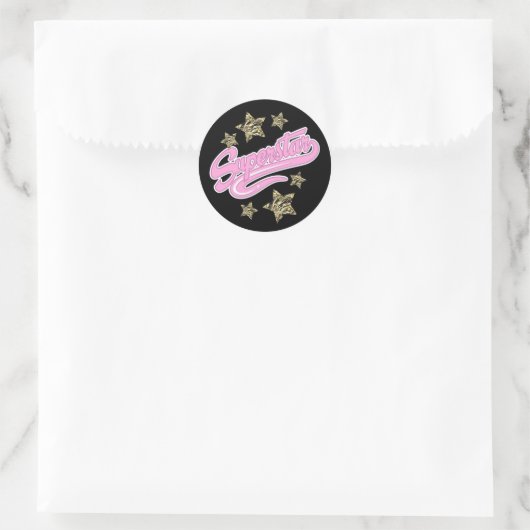 'Superster' Ronde Sticker (Tas)