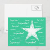 Superster! | turkoois briefkaart (Voorkant / Achterkant)