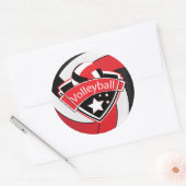 Superster voor rode, witte en zwarte volleybal ronde sticker (Envelop)