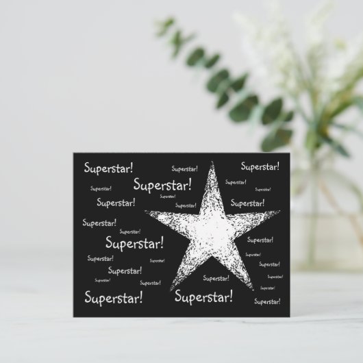 Superster! | Zwart Briefkaart (Staand voorkant)