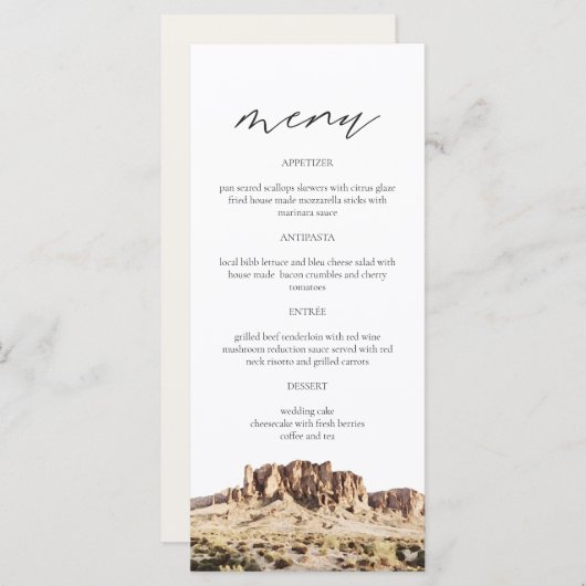 SUPERSTIESMOUNTAIN Waterverf Wedding Menu Card (Voorkant / Achterkant)