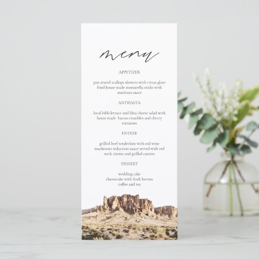 SUPERSTIESMOUNTAIN Waterverf Wedding Menu Card (Staand voorkant)