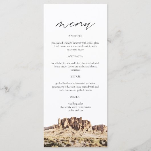 SUPERSTIESMOUNTAIN Waterverf Wedding Menu Card (Voorkant)