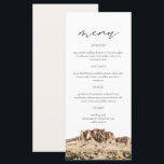 SUPERSTIESMOUNTAIN Waterverf Wedding Menu Card<br><div class="desc">Dit menu kenmerkt een schilderij van de waterverf van de Berg van de Superstitie die met een eenvoudige doopvontcombinatie in paren wordt gerangschikt. Dit menu is ideaal voor uw bestemming of avontuurlijk verlaten de bruiloft of de gebeurtenis.</div>