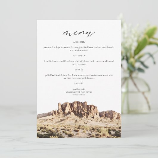 SUPERSTIESMOUNTAIN Waterverf Wedding Menu Card (Staand voorkant)