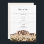 SUPERSTIESMOUNTAIN Waterverf Wedding Menu Card<br><div class="desc">Dit menu kenmerkt een schilderij van de waterverf van de Berg van de Superstitie die met een eenvoudige doopvontcombinatie in paren wordt gerangschikt. Dit menu is ideaal voor uw bestemming of avontuurlijk verlaten de bruiloft of de gebeurtenis.</div>