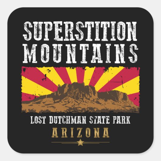 SUPERSTIESMOUNTAINEN ARIZONA VIERKANTE STICKER (Voorkant)