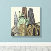 Superstijlvolle Cityscape NYC Canvas Afdruk (Insitu (Houten vloer))