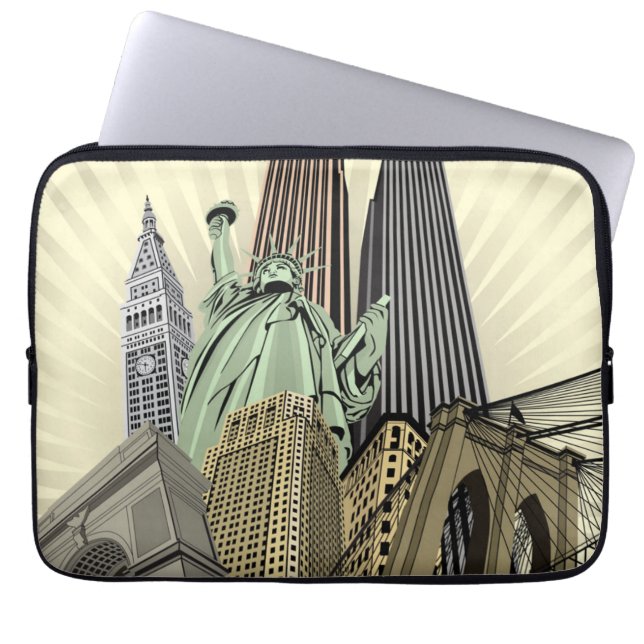 Superstijlvolle Cityscape NYC Laptop Sleeve (Voorkant)