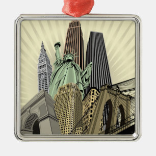 Superstijlvolle Cityscape NYC Metalen Ornament