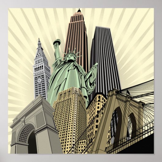 Superstijlvolle Cityscape NYC Poster (Voorkant)