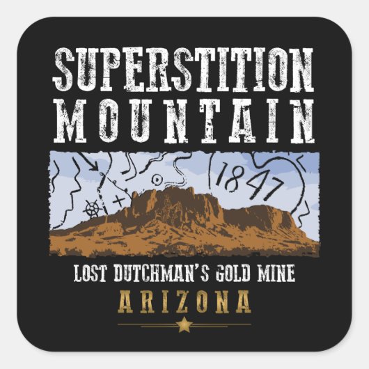SUPERSTITIE BERGEN ARIZONA VIERKANTE STICKER (Voorkant)
