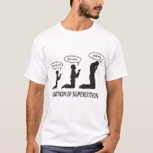 Superstitie Evolution Mannen Funny Atheist T-Shirt (Voorkant)