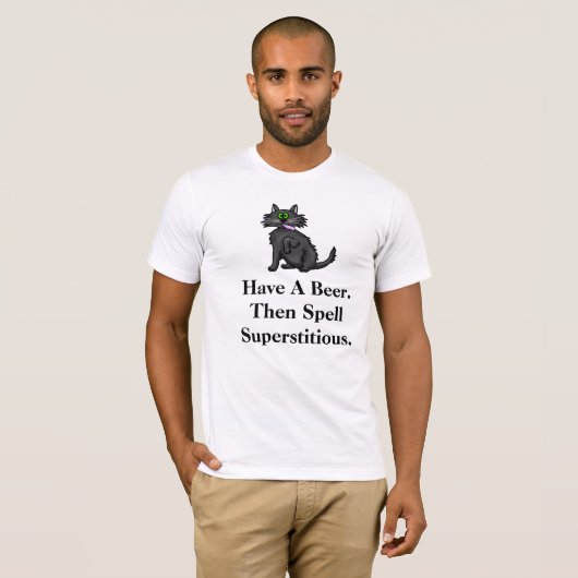 Superstitieus zwart T-shirt (Voorkant volledig)