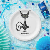 Superstitieuze Black Cat Halloween Party Papieren Bordje (Feest)