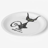 Superstitieuze Black Cat Halloween Party Papieren Bordje (Gekanteld)