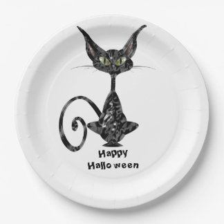 Superstitieuze Black Cat Halloween Party Papieren Bordje