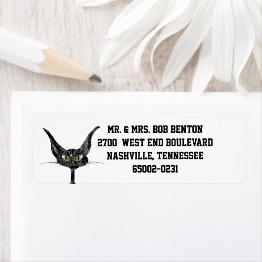 Superstitieuze zwarte kat etiket (Insitu)