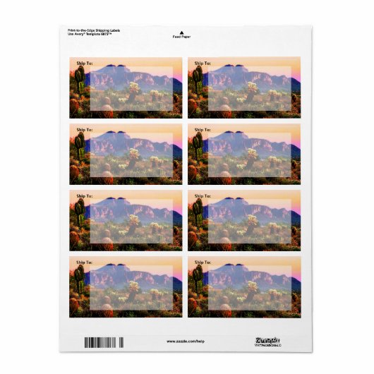 Superstition Mountain Arizona Desert Scenery Etiket (Full Sheet)