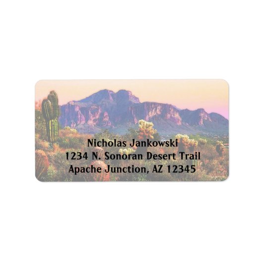 Superstition Mountain Arizona Desert Scenery Etiket (Voorkant)
