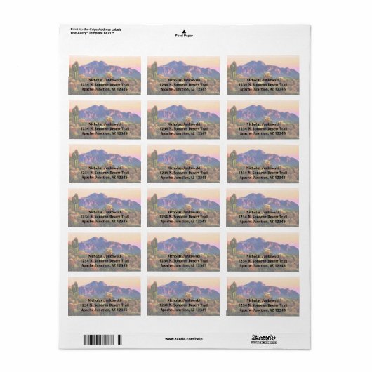 Superstition Mountain Arizona Desert Scenery Etiket (Full Sheet)