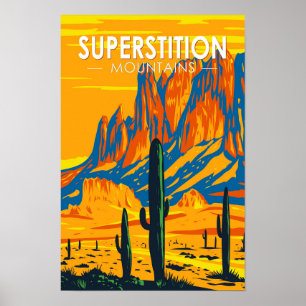 Superstition Mountains Arizona Retro Poster