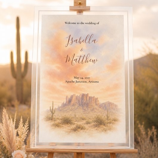 Superstition Mountains Arizona Woestijn Bruiloft Acryl Bord