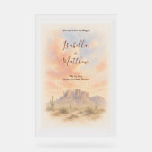 Superstition Mountains Arizona Woestijn Bruiloft Acryl Bord (Voorkant)
