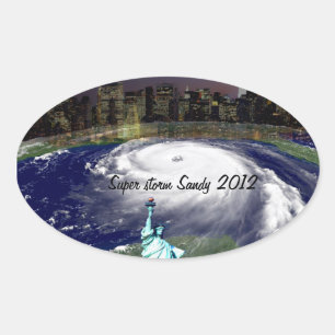 SuperStorm Sandy 2012, Oog van het storm_ Ovale Sticker