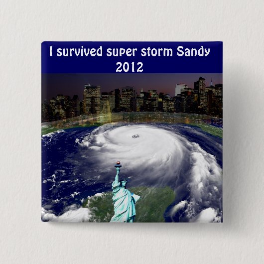 SuperStorm Sandy 2012, Oog van het storm_ Vierkante Button 5,1 Cm (Voorkant)