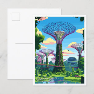 Supertree Grove Singapore Art Travel illustratie Briefkaart