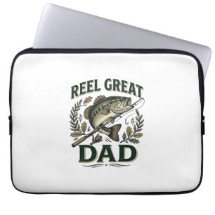 Supertrouwe papa vintage vissen Vaderdag Laptop Sleeve