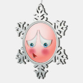 Superverlegen en verbluffende emoji tin sneeuwvlok ornament (Rechts)