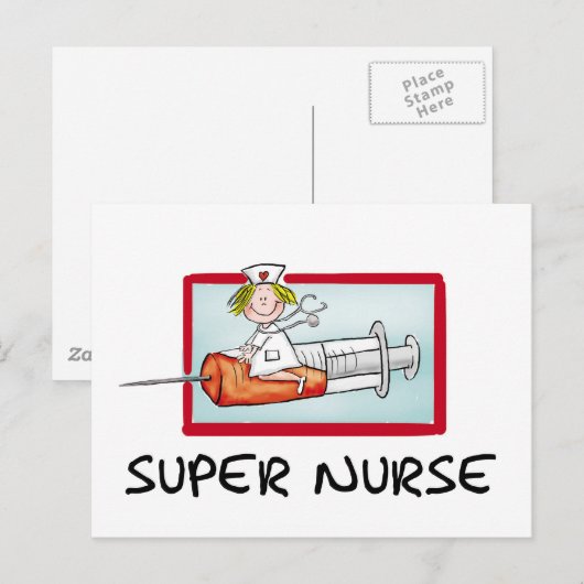 superverpleegkundige - Humorische Cartoon Verpleeg Briefkaart (Voorkant / Achterkant)