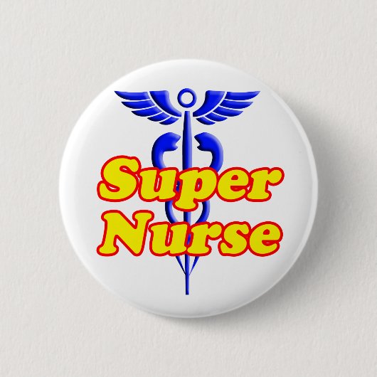 Superverpleegster met Caduceus Ronde Button 5,7 Cm (Voorkant)