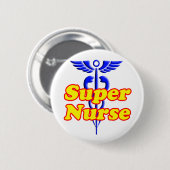 Superverpleegster met Caduceus Ronde Button 5,7 Cm (Voorkant /achterkant)