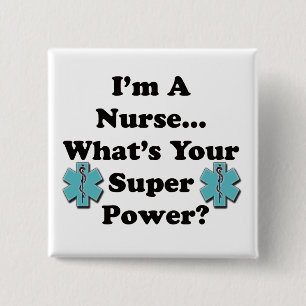 Superverpleegster Vierkante Button 5,1 Cm
