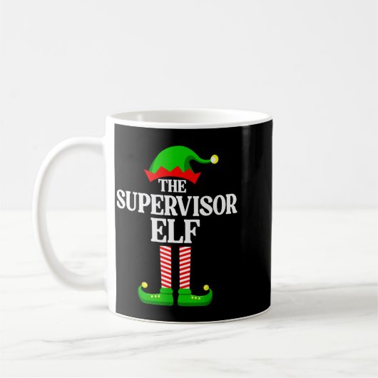 Supervisor Elf Family Matching Group Funny Christm Koffiemok (Links)