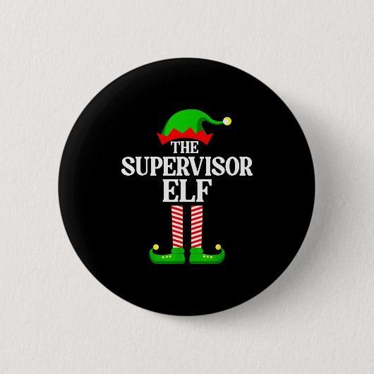 Supervisor Elf Family Matching Group Funny Christm Ronde Button 5,7 Cm (Voorkant)