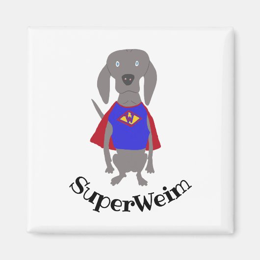 SuperWeim Grijs Geest Weimaraner Hond Magneet (Voorkant)
