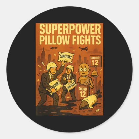 Superwer Llow Fights Funny Geolitical Satire Gift  Ronde Sticker (Voorkant)