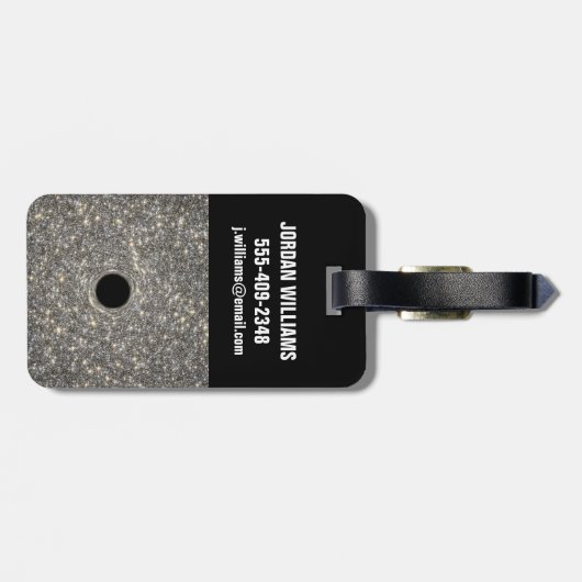 Superzwaar zwart gat in het midden van een sterren bagagelabel (Achterkant horizontaal)