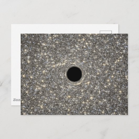 Superzwaar zwart gat in het midden van een sterren briefkaart (Voorkant / Achterkant)