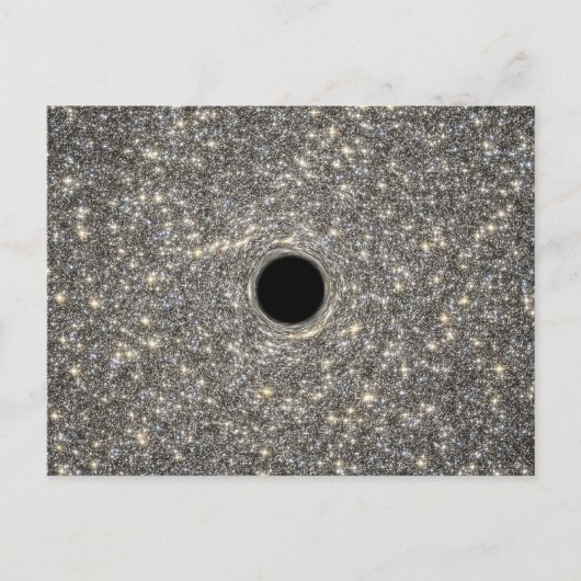 Superzwaar zwart gat in het midden van een sterren briefkaart (Voorkant)