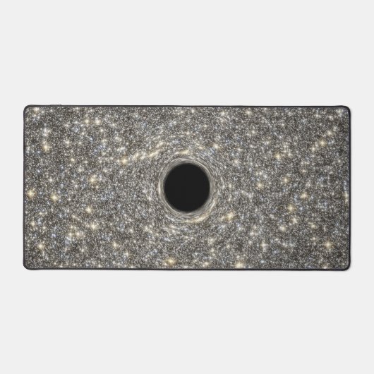 Superzwaar zwart gat in het midden van een sterren bureaumat (Voorkant)