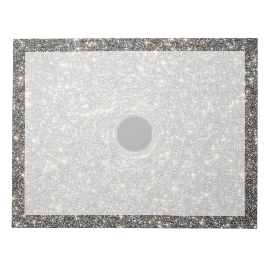 Superzwaar zwart gat in het midden van een sterren notitieblok (Voorkant)