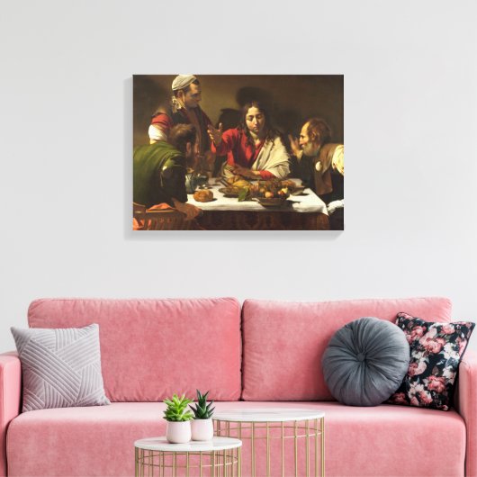 Supper at Emmaus - Caravaggio Canvas Afdruk (Insitu (Woonkamer))